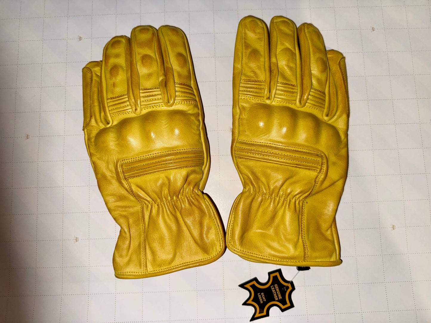 Motorcycle Gloves Racing Touchscreen Leather Armored Riding Biker Gloves Yellow