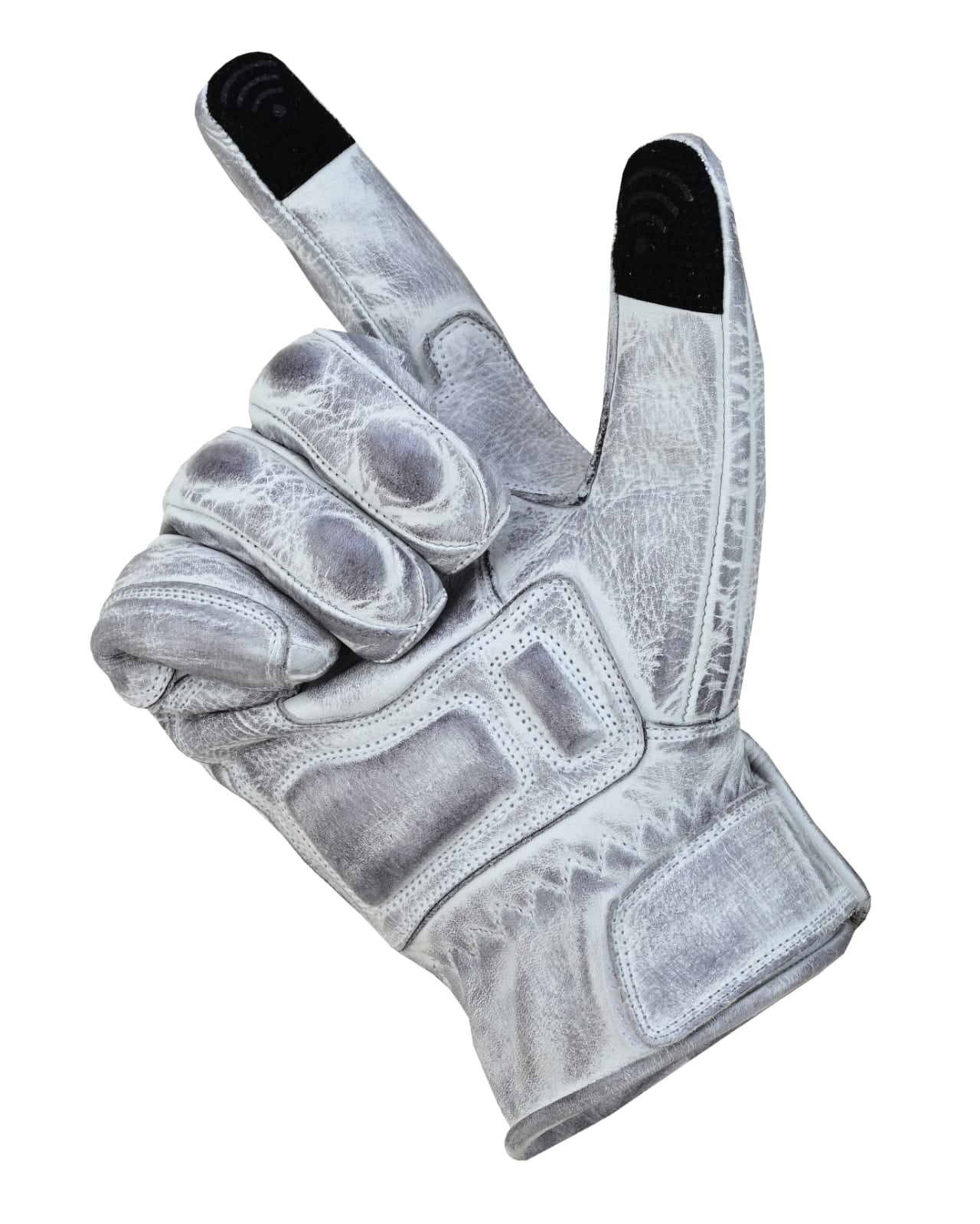 Motorcycle Gloves Racing Touchscreen Leather Armored Riding Biker Gloves White