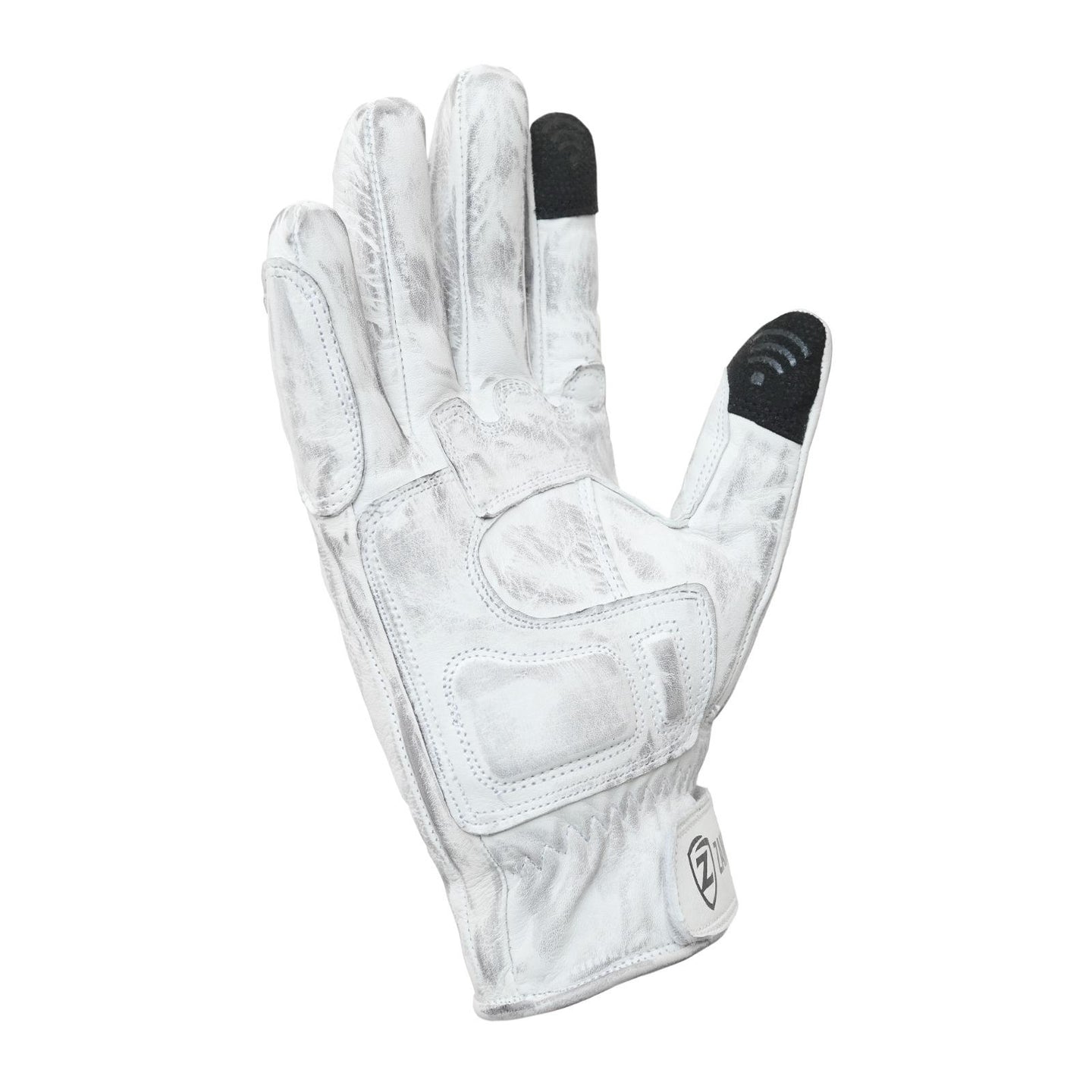 Motorcycle White Leather Gloves Knuckle Protection Touchscreen Padded Palm ZamGear