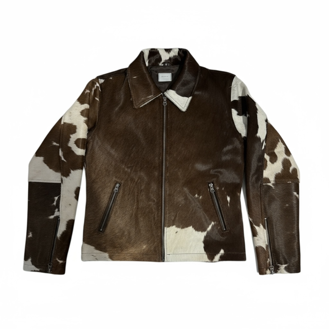 Cowhide Leather Jacket Natural Hair-On Cow Skin Women Genuine Leather Handmade