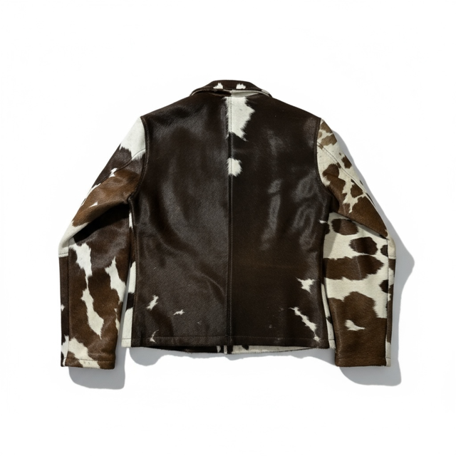 Cowhide Leather Jacket Natural Hair-On Cow Skin Women Genuine Leather Handmade