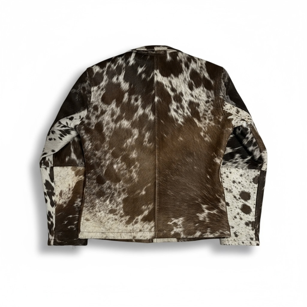 Cowhide Leather Jacket Natural Hair-On Cow Skin Women Genuine Leather Handmade