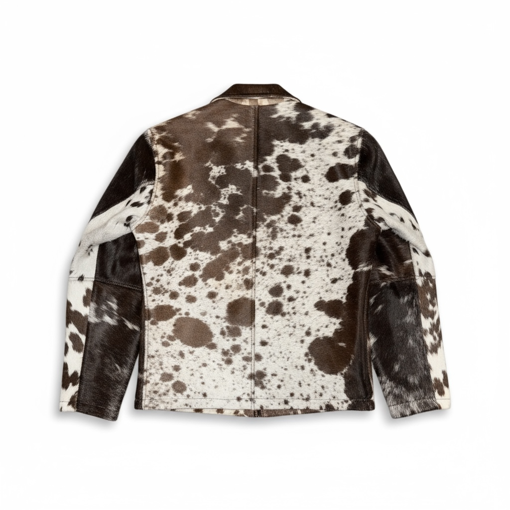 Cowhide Leather Jacket Natural Hair-On Cow Skin Women Genuine Leather Handmade