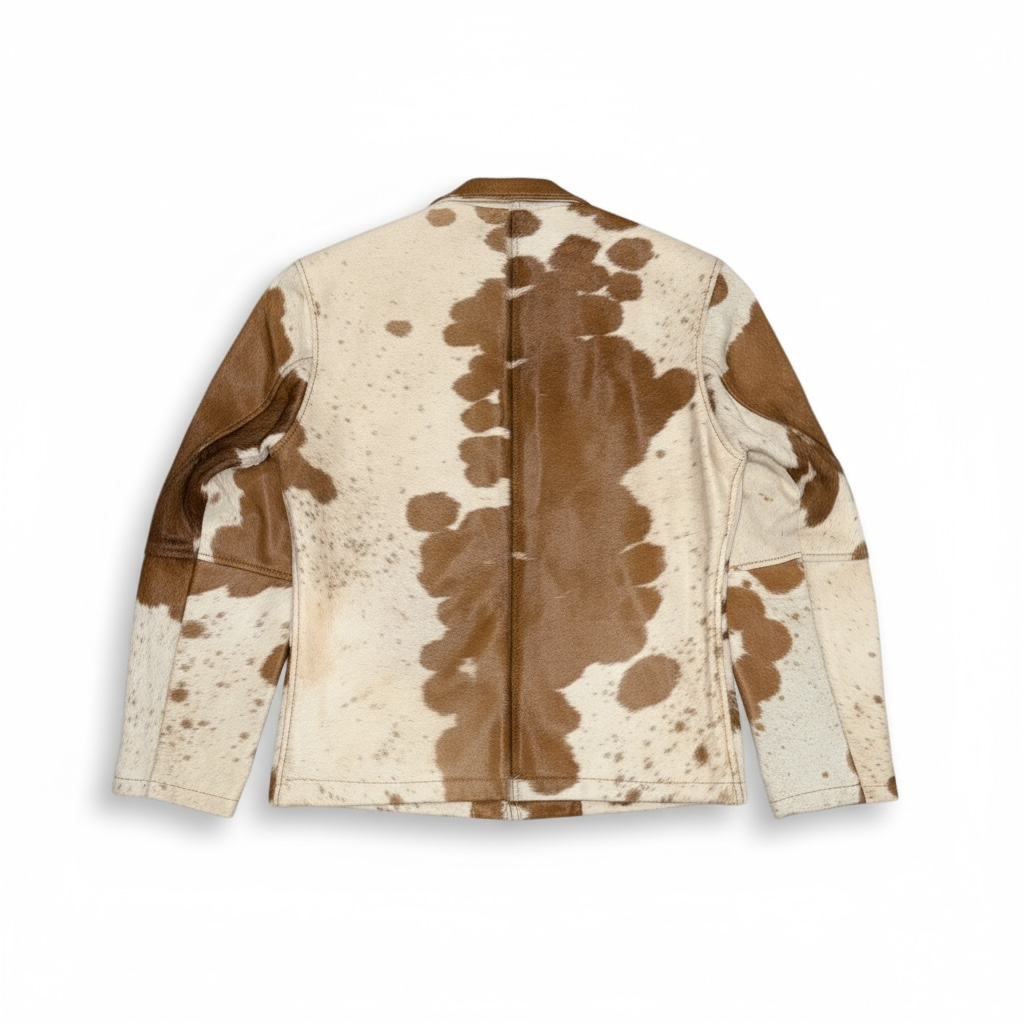 Cowhide Leather Jacket Natural Hair-On Cow Skin Women Genuine Leather Handmade