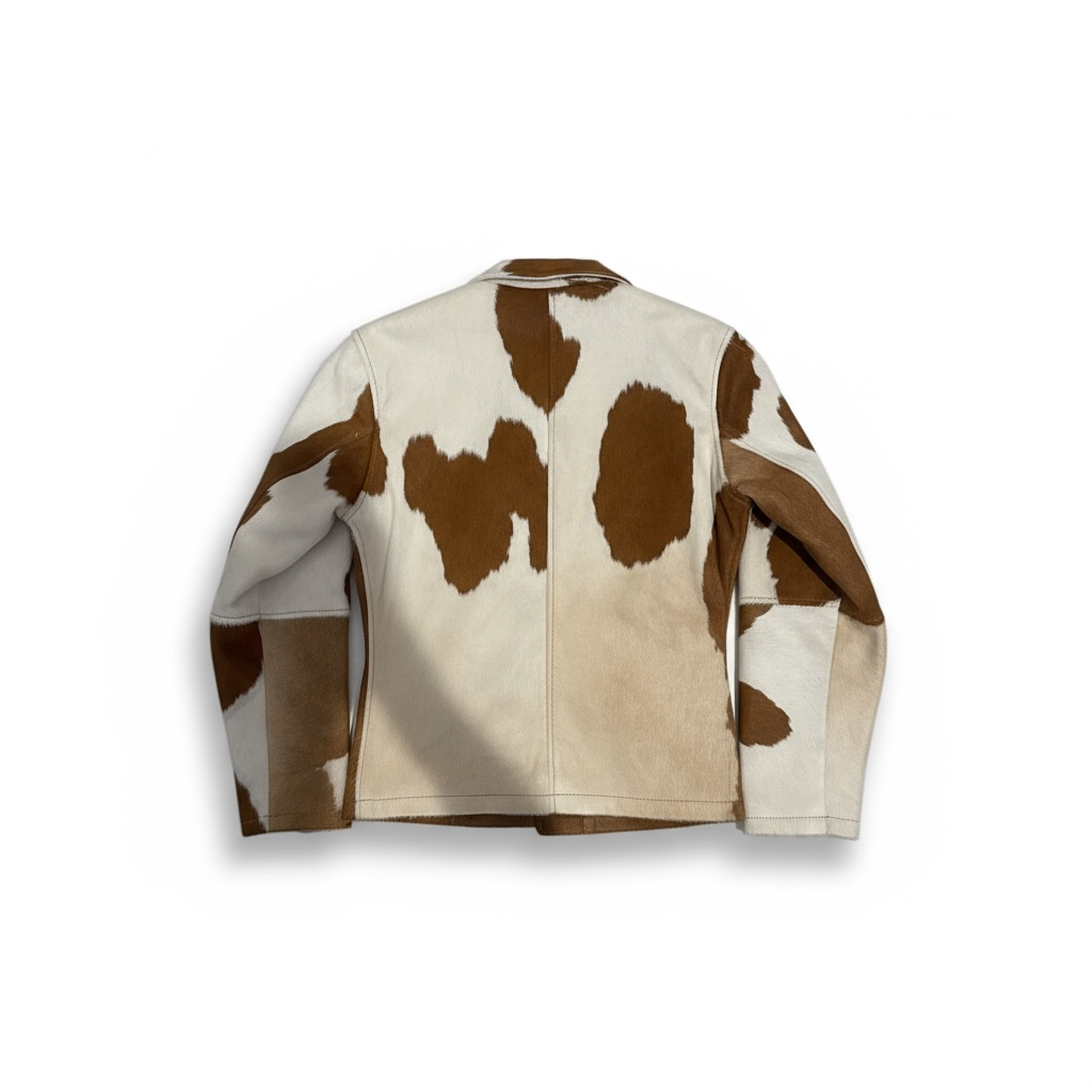 Cowhide Leather Jacket Natural Hair-On Cow Skin Women Genuine Leather Handmade