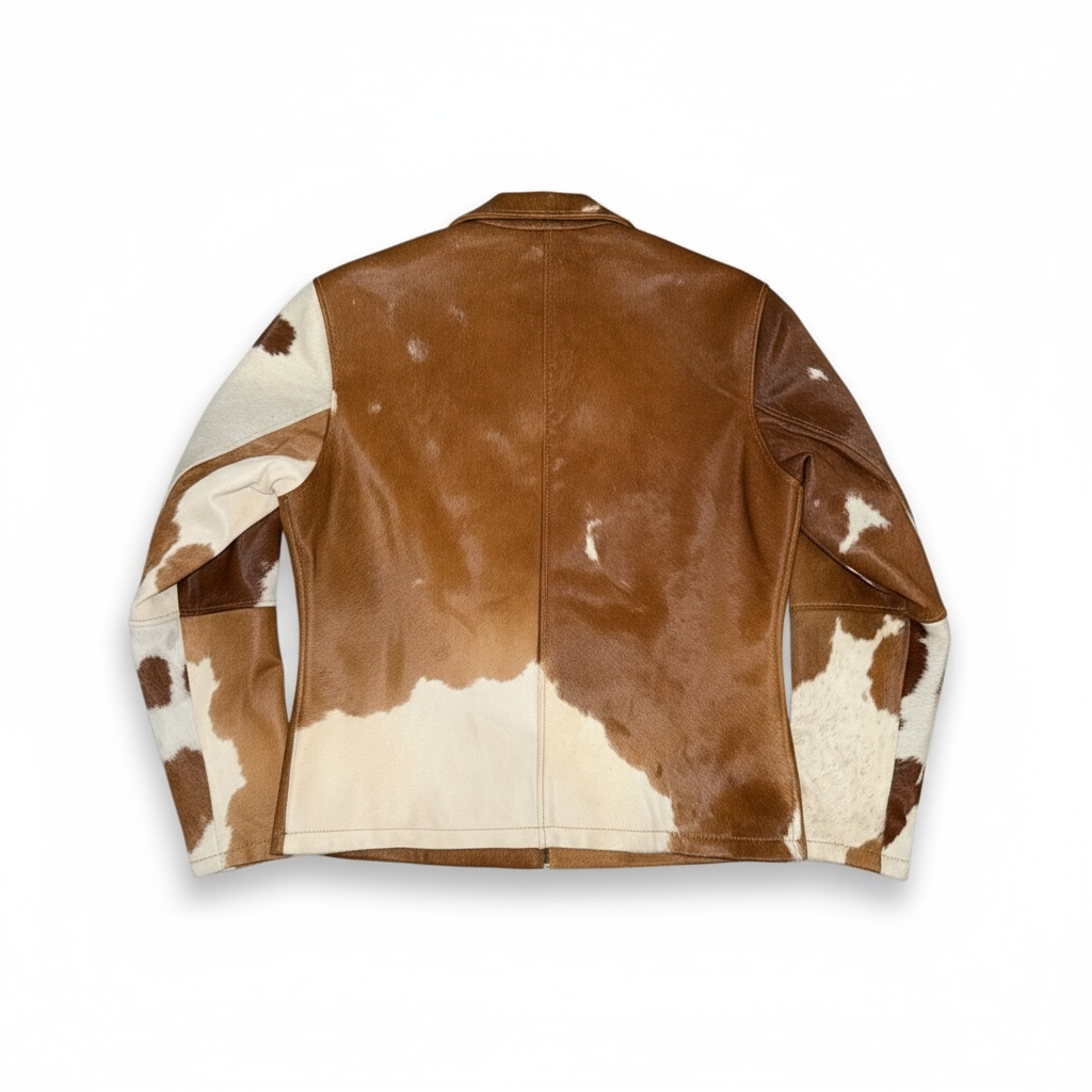Cowhide Leather Jacket Natural Hair-On Cow Skin Women Genuine Leather Handmade