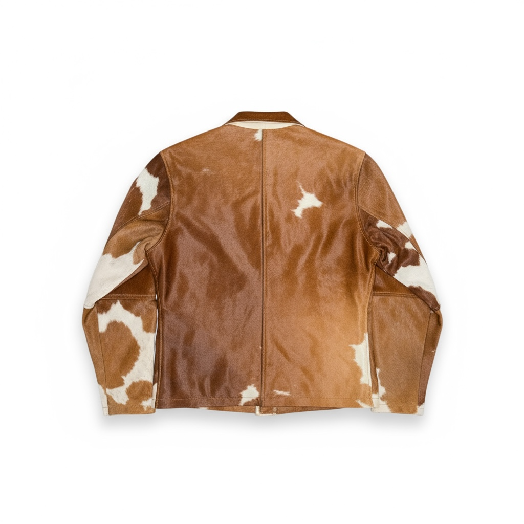 Cowhide Leather Jacket Natural Hair-On Cow Skin Women Genuine Leather Handmade