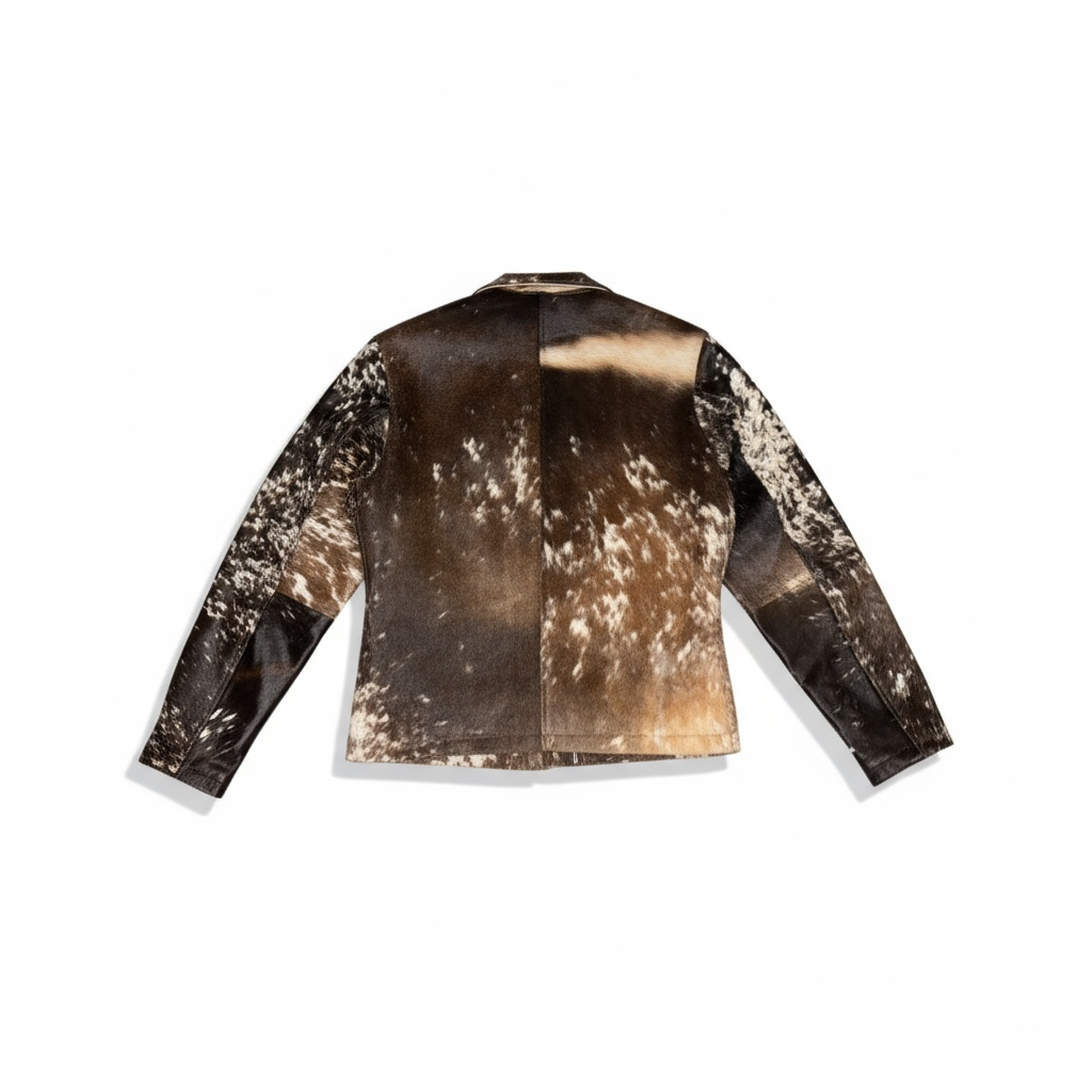 Cowhide Leather Jacket Natural Hair-On Cow Skin Women Genuine Leather Handmade