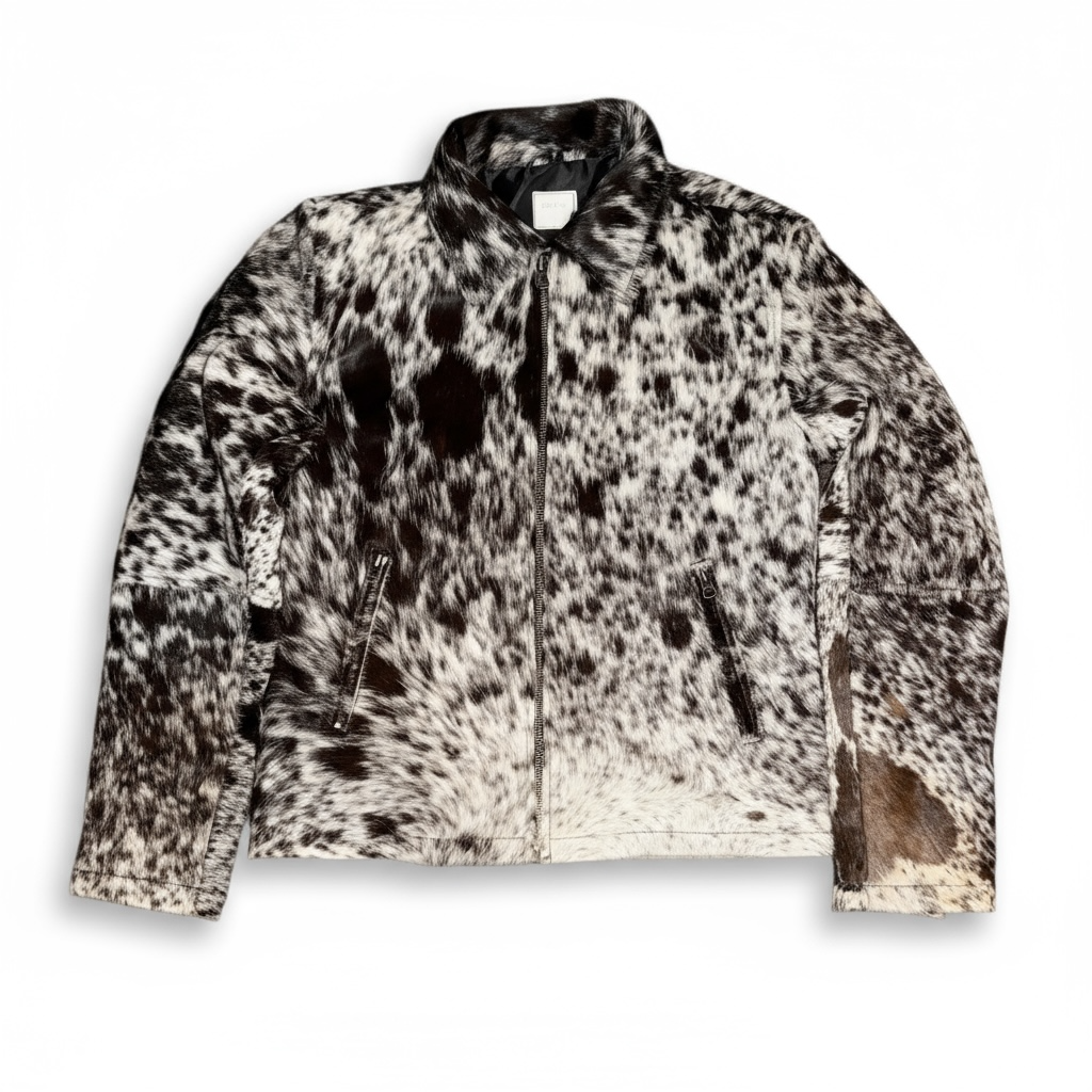 Cowhide Leather Jacket Natural Hair-On Cow Skin Women Genuine Leather Handmade