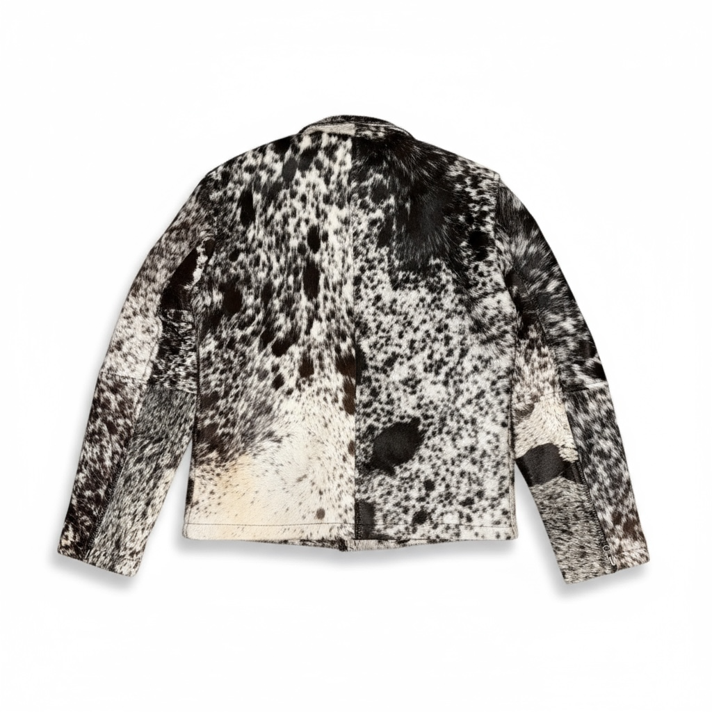 Cowhide Leather Jacket Natural Hair-On Cow Skin Women Genuine Leather Handmade