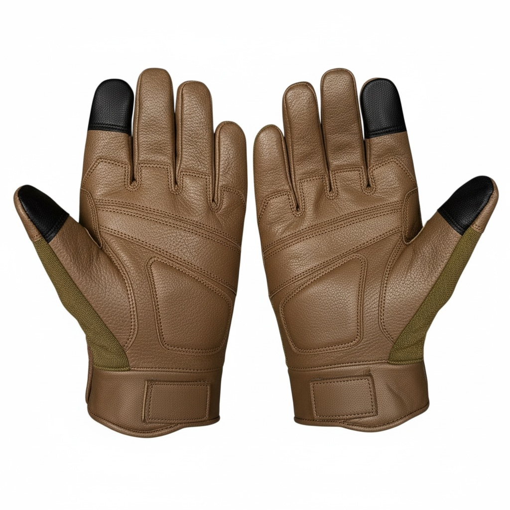 Tactical Leather Gloves Hard Knuckle Protection Touchscreen Military Combat