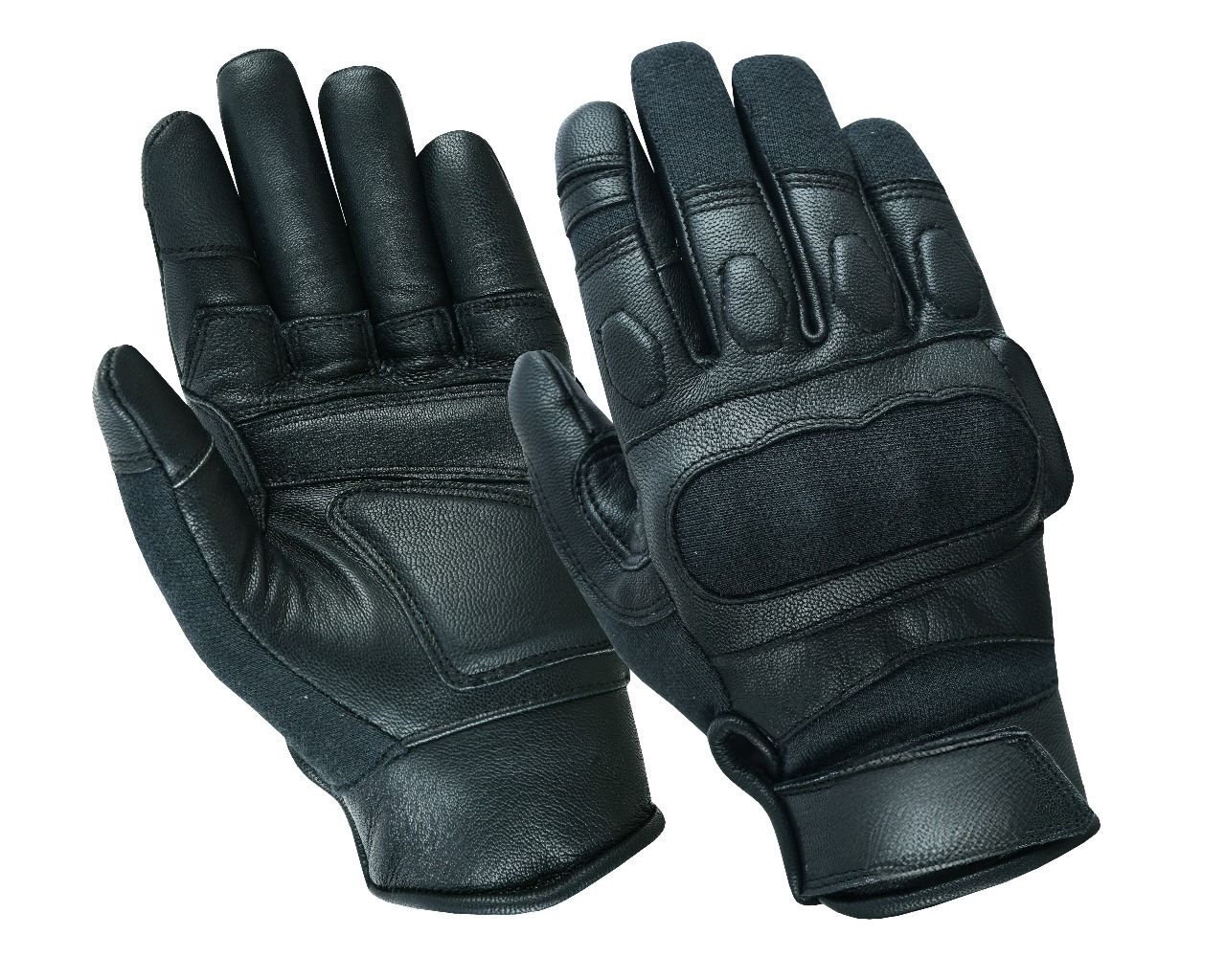 Men’s Black Leather Gloves Removeable Protective Knuckles, Motorcycle Outdoor