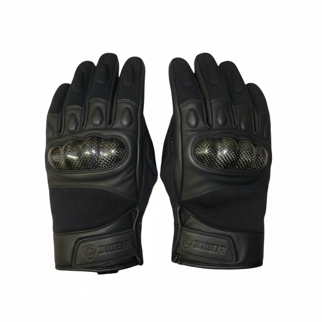 Leather Carbon Fiber Knuckle Designer Motorcycle Gloves Premium Full Finger