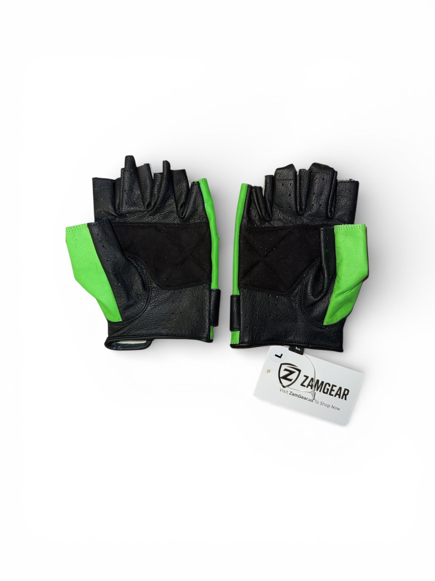 ZAMGEAR Men Classic Driving Gloves Soft Genuine Cowhide Leather Half Finger Green