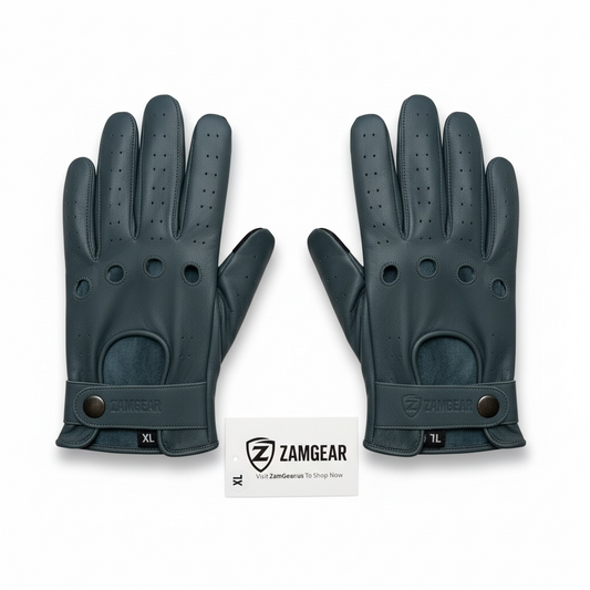 ZAMGEAR Men Classic Driving Gloves Soft Genuine Cowhide Leather Full Finger Slate Gray