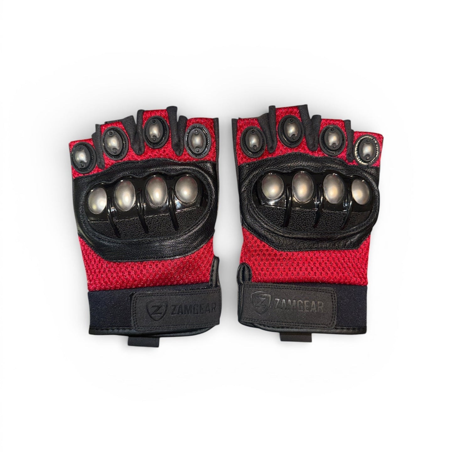 Tactical Half-Finger Gloves – Knuckle Protection, Breathable Mesh, Anti-Slip Grip, Motorcycle & Outdoor Gloves Red
