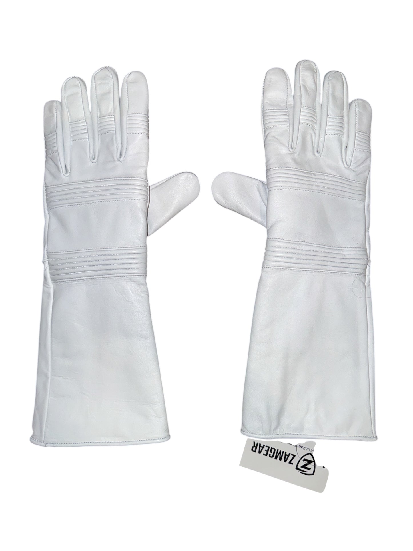 Superhero White Leather Gauntlets – Premium Gloves
