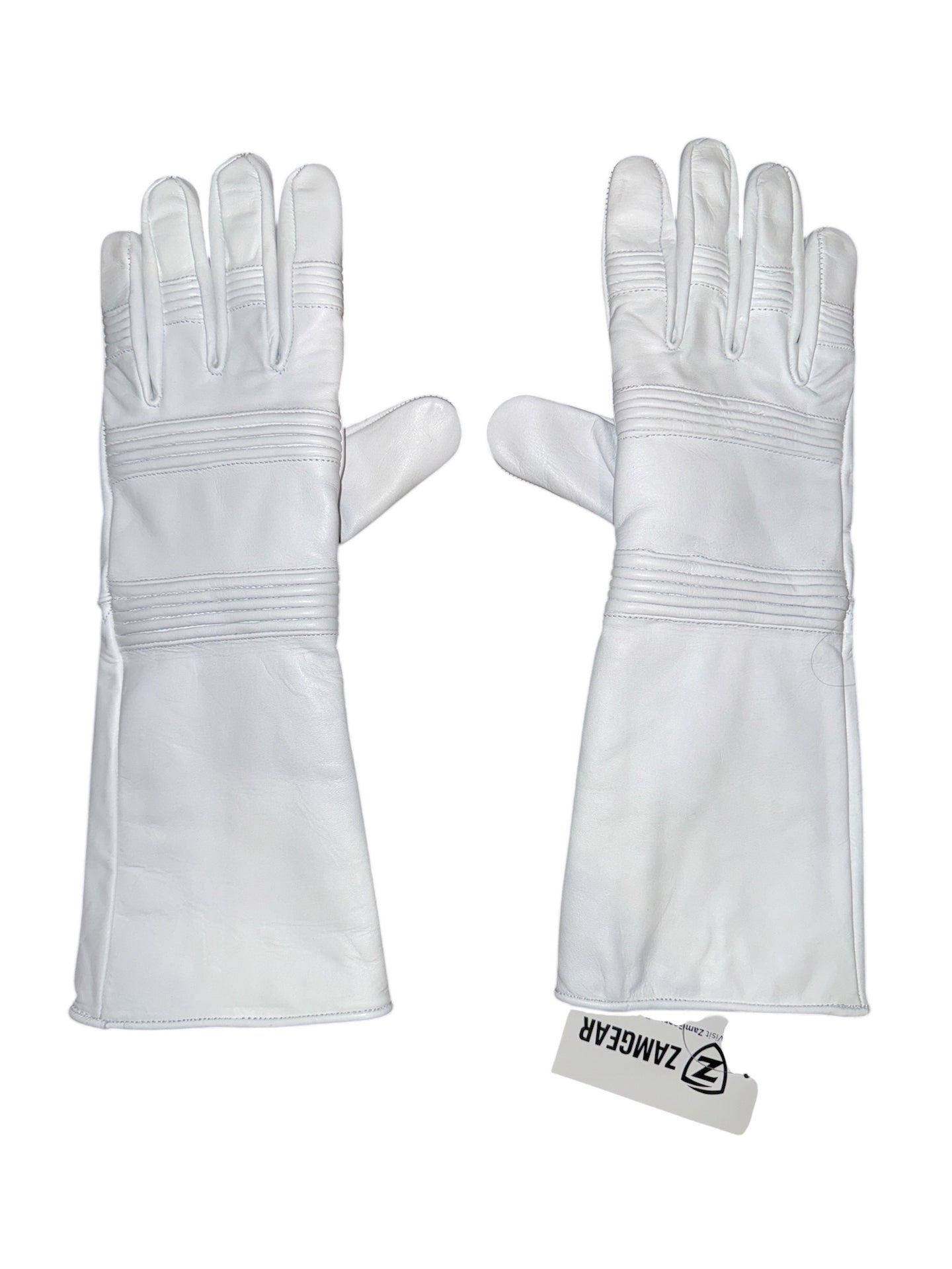 Superhero White Leather Gauntlets – Premium Gloves