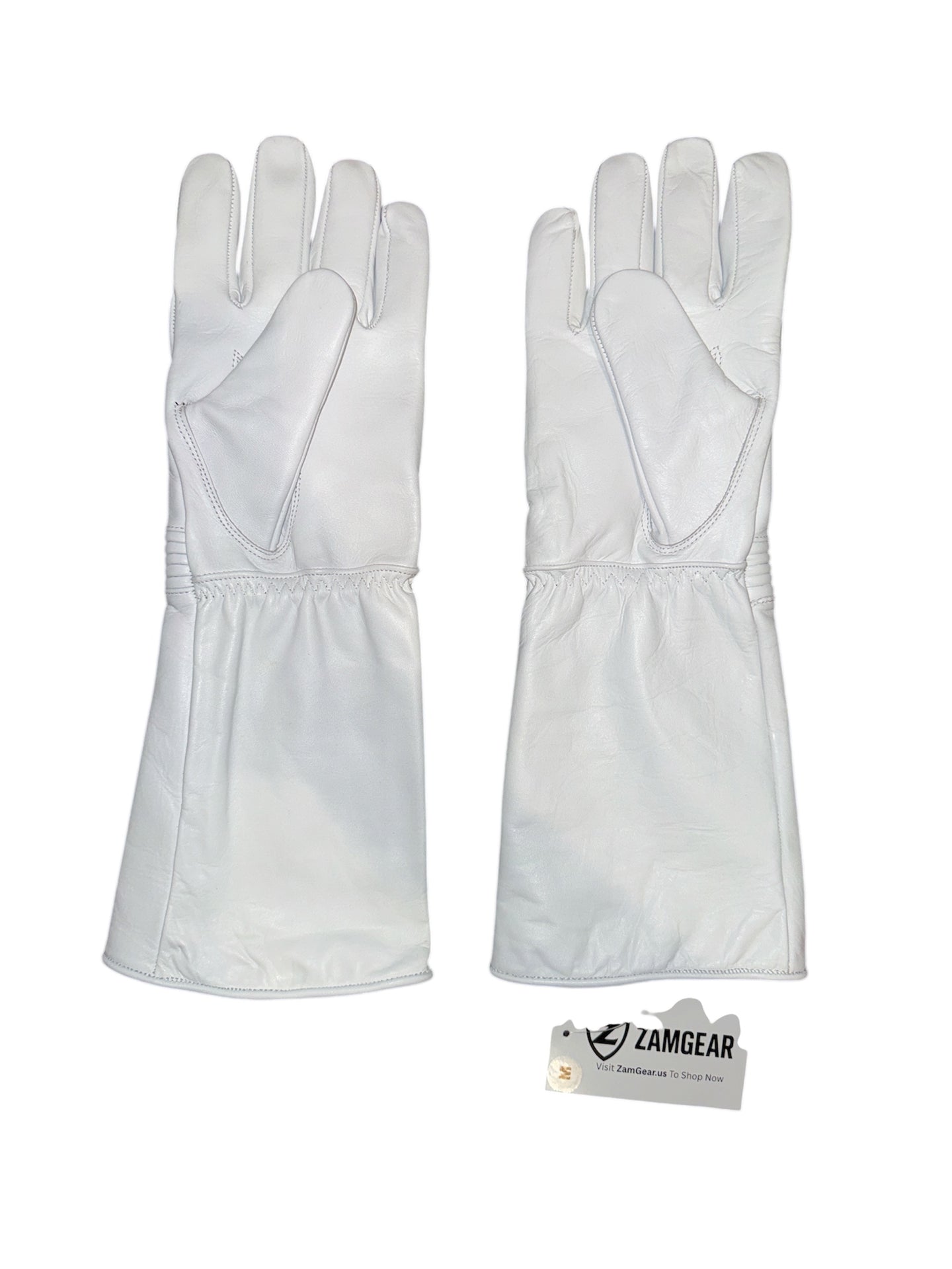 Superhero White Leather Gauntlets – Premium Gloves