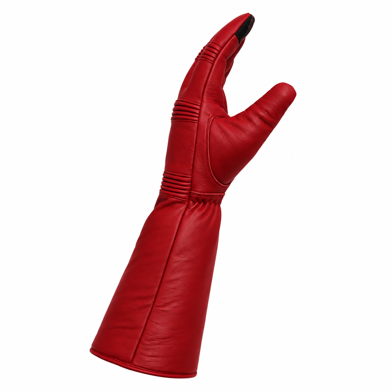 Red Leather Vigilante Costume Gloves Long Gauntlet Superhero Cosplay ZamGear