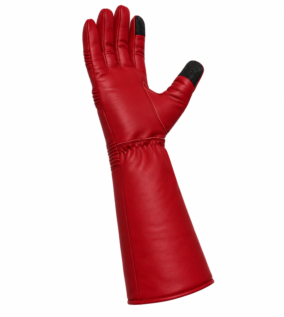 Red Leather Vigilante Costume Gloves Long Gauntlet Superhero Cosplay ZamGear