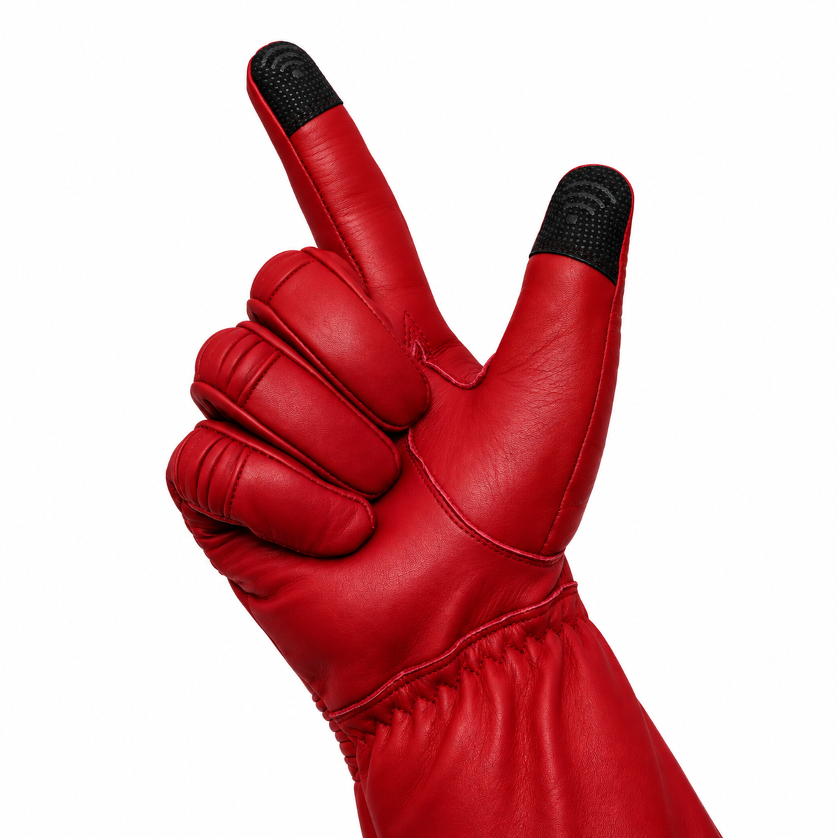 Red Leather Vigilante Costume Gloves Long Gauntlet Superhero Cosplay ZamGear
