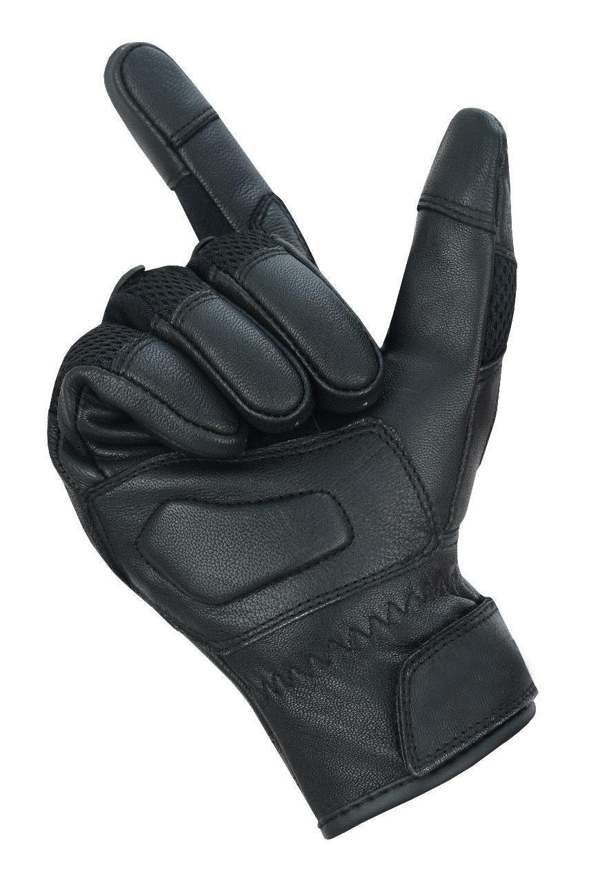 Motorcycle Black Leather Gloves Carbon Fiber Knuckle Protection