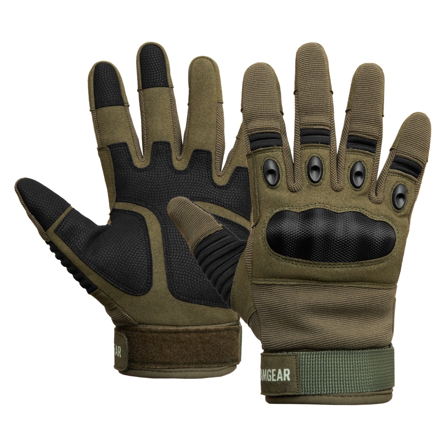 Tactical Gloves Green/Black Knuckle Protection Air vents Touchscreen Airsoft Paintball Cycling Multipurpose ZamGear