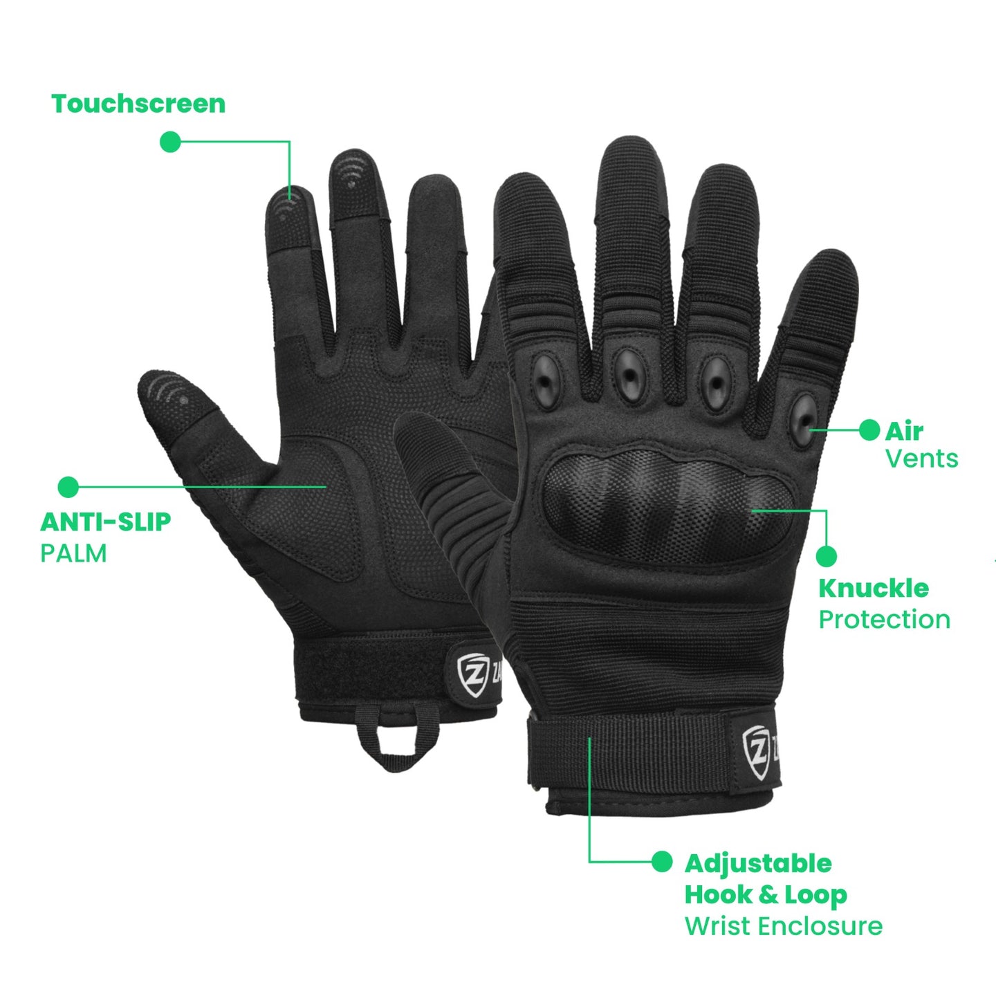 Tactical Gloves Hard Knuckles Air Vents Touchscreen Airsoft Paintball Cycling Multipurpose ZamGear
